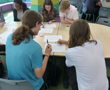 students working in a group