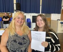 Student and parent celebrate A-Level results