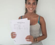 Student celebrates A-level results